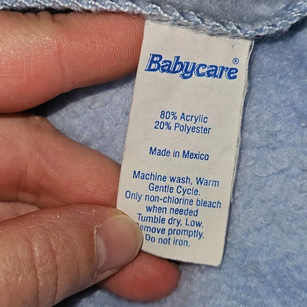 VTG Babycare Solid Light Blue Baby Blanket Lovey 27x32 Soft Acrylic Blend